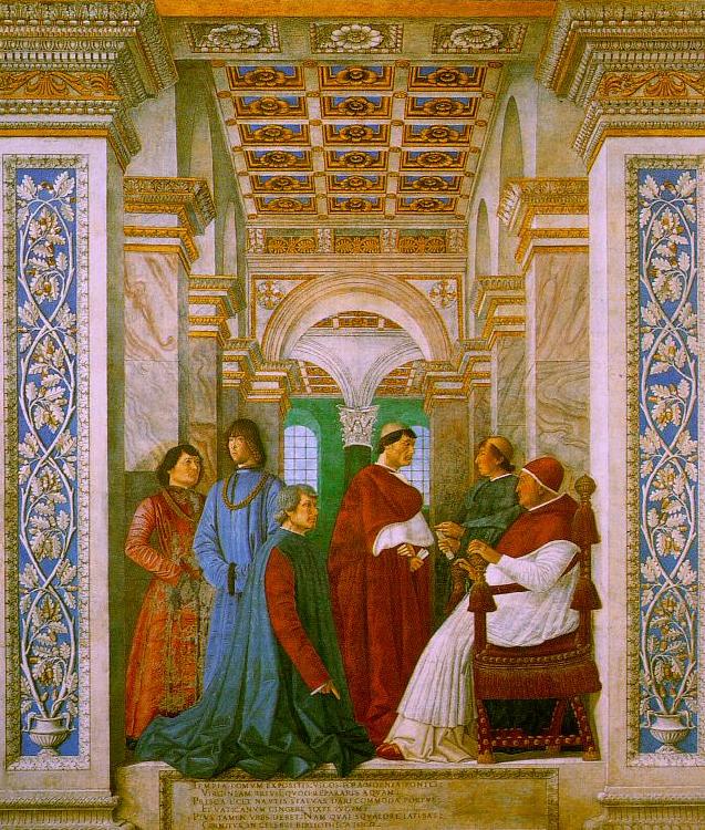 Melozzo da Forli Sixtus II with his Nephews and his Librarian Palatina